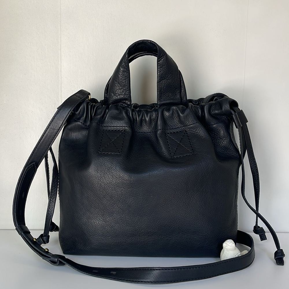 Madewell Black Leather Drawstring Crossbody Bag